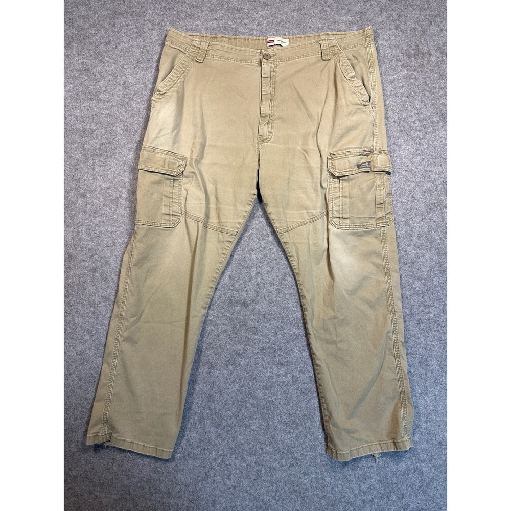 Wrangler Relaxed Fit Cargo Pants 42x30 Khaki Tan Stretch Cotton